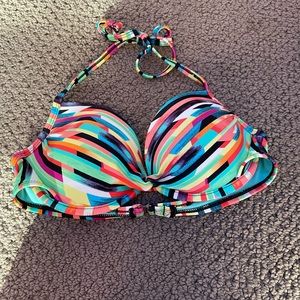 multicolor push up bikini top medium